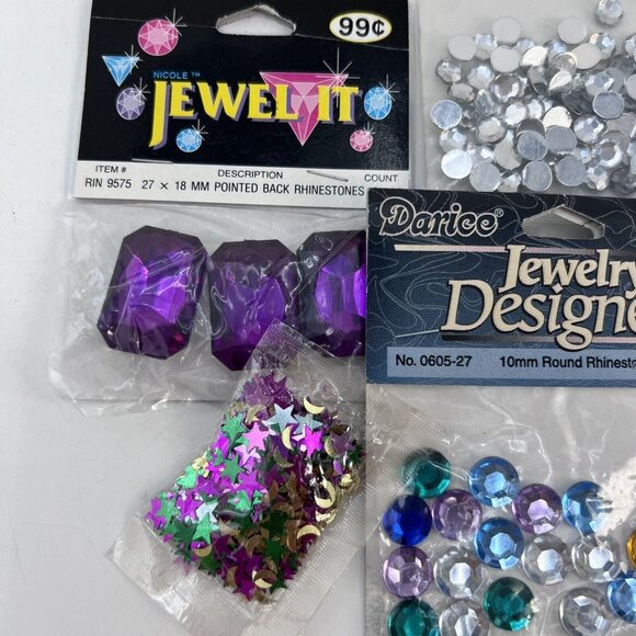 Vintage Lot of Misc Sequins Darice Craft Supplies Snow Flake Studs - Picture 1 of 5